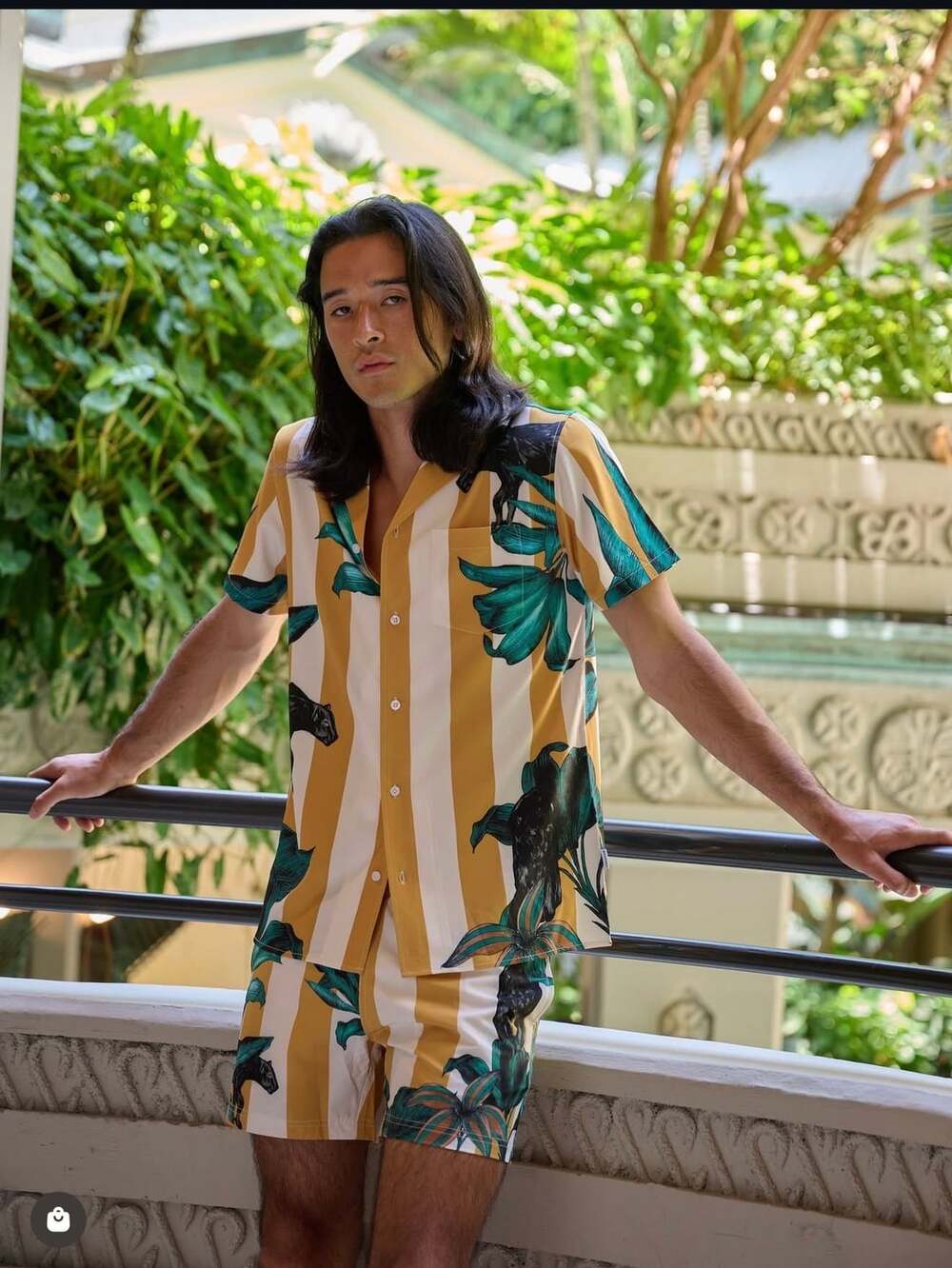 Mavrans Pantera Weekend Shirt/Short Yellow and White Striped Black Panther Tropi